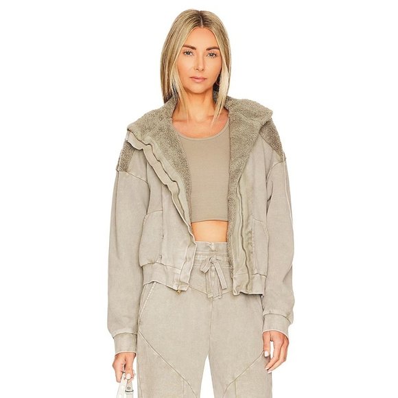Noam Remi Zip Up Jacket Bomber Coat in Mink Cozy Casual Y2Ksz L